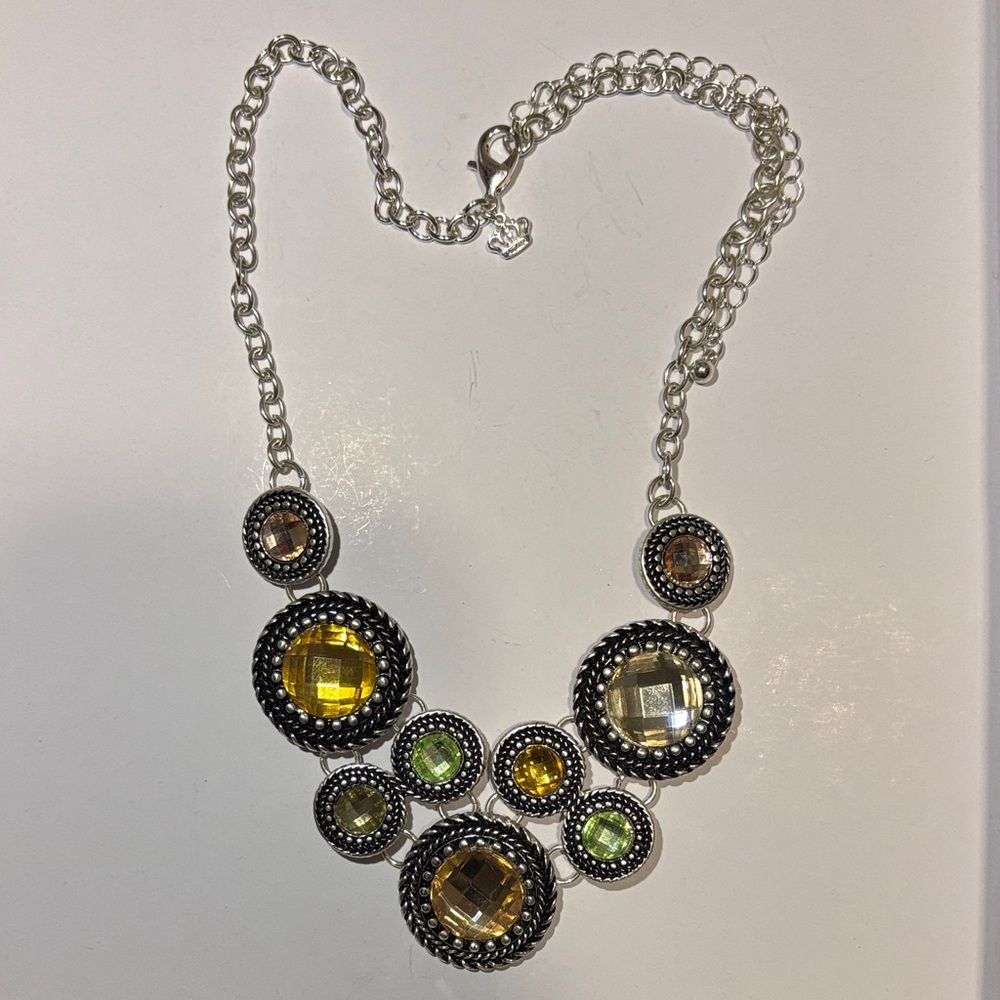 Elegant Silver and Gold Statement Necklace